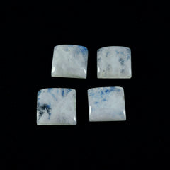 Riyogems, 1 pieza, cabujón de piedra lunar arcoíris blanco, 13x13mm, forma cuadrada, gema suelta de maravillosa calidad