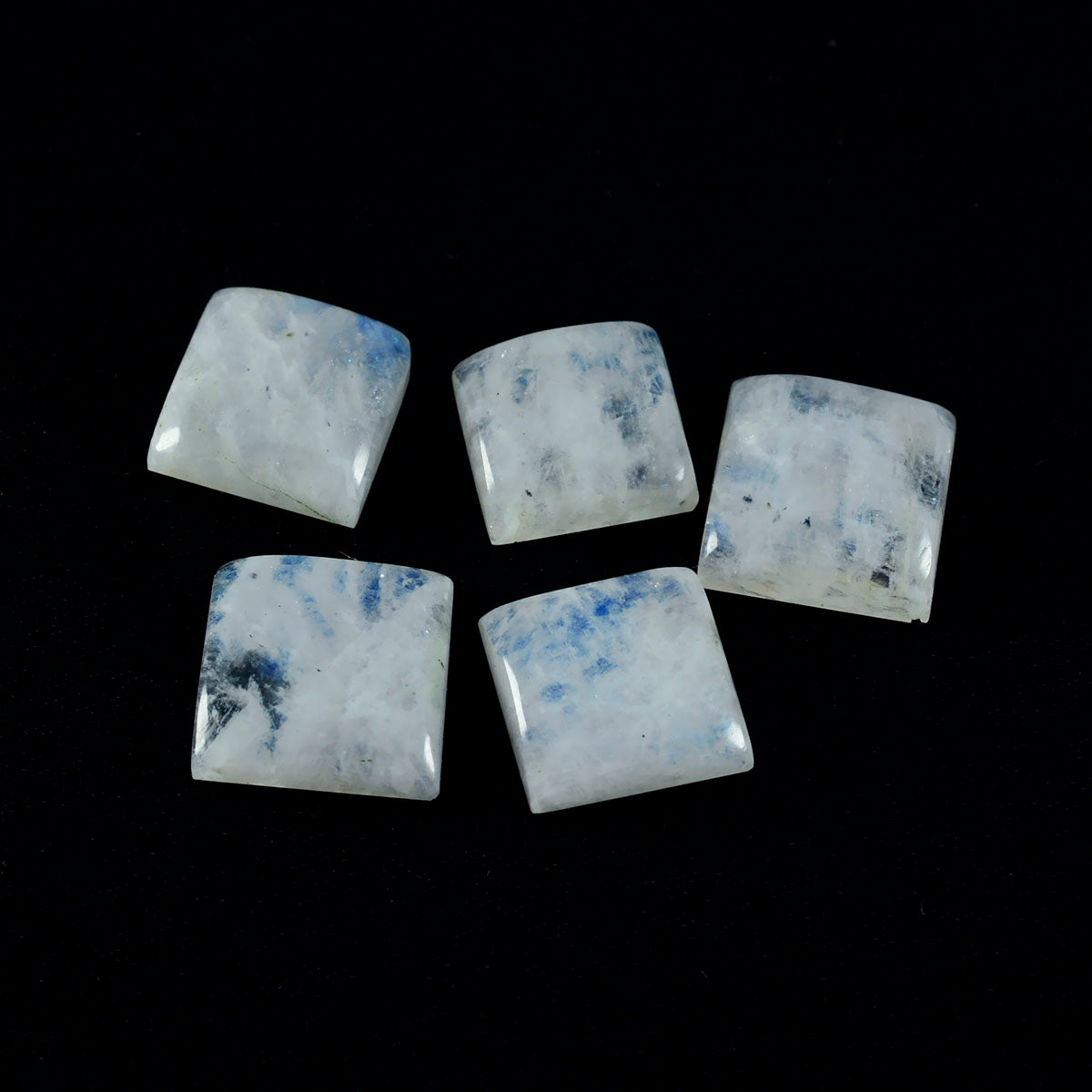 Riyogems, 1 pieza, cabujón de piedra lunar arcoíris blanco, 14x14mm, forma cuadrada, gemas sueltas de calidad dulce