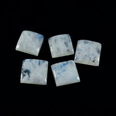 Riyogems 1pc cabochon de pierre de lune arc-en-ciel blanc 14x14mm forme carrée pierres précieuses en vrac de qualité douce