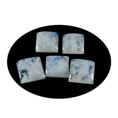 Riyogems, 1 pieza, cabujón de piedra lunar arcoíris blanco, 15x15mm, forma cuadrada, piedra suelta de excelente calidad