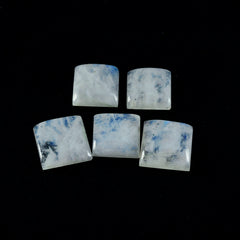 Riyogems 1 Stück weißer Regenbogen-Mondstein-Cabochon, 15 x 15 mm, quadratische Form, hervorragende Qualität, loser Stein