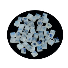 Riyogems 1PC witte regenboogmaansteen cabochon 3x3 mm vierkante vorm, mooie kwaliteitssteen
