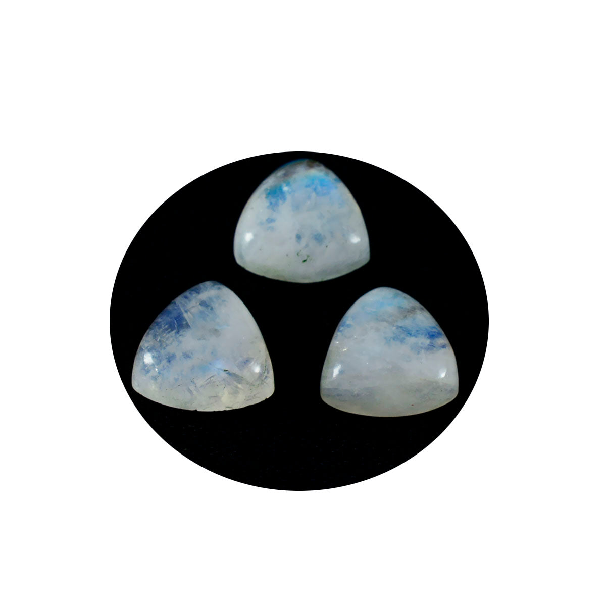 riyogems 1 pieza cabujón de piedra lunar arcoíris blanco 12x12 mm forma de billón A+1 piedra preciosa suelta de calidad