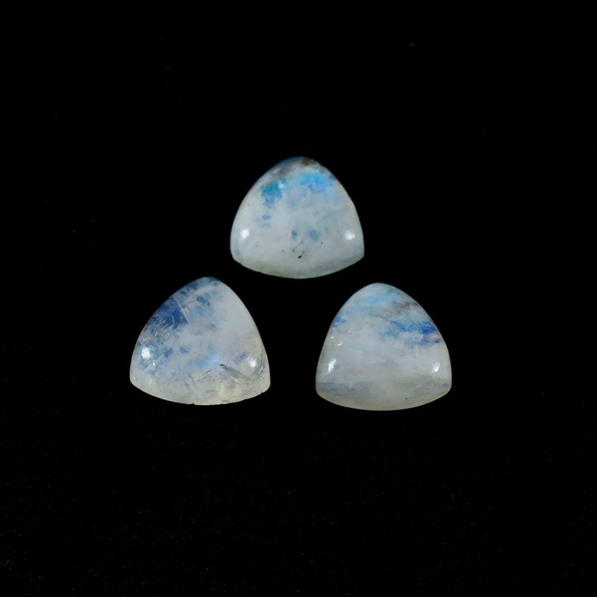 riyogems 1 pieza cabujón de piedra lunar arcoíris blanco 12x12 mm forma de billón A+1 piedra preciosa suelta de calidad