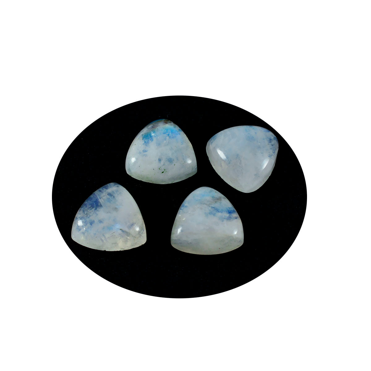 Riyogems 1pc cabochon de pierre de lune arc-en-ciel blanc 13x13mm forme trillion a1 gemme de qualité