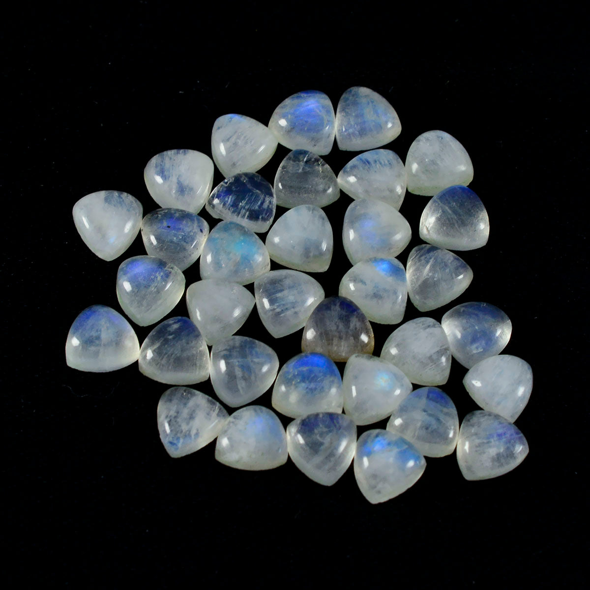 Riyogems – cabochon de pierre de lune arc-en-ciel blanc, 5x5mm, en forme de trillion, gemme de qualité de beauté, 1 pièce