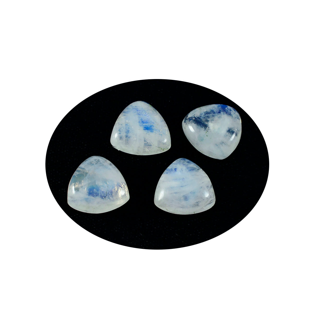 Riyogems 1pc cabochon de pierre de lune arc-en-ciel blanc 9x9mm forme trillion aa qualité gemme en vrac