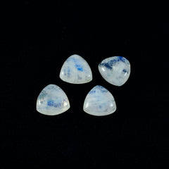 Riyogems, 1 pieza, cabujón de piedra lunar arcoíris blanco, 10x10mm, forma de billón, gemas sueltas de calidad AAA