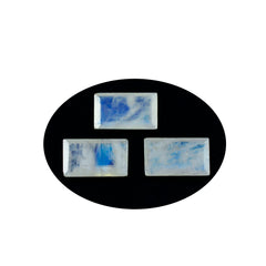 Riyogems 1 Stück weißer Regenbogen-Mondstein, facettiert, 3 x 6 mm, Baguett-Form, wunderschöner Qualitäts-Edelstein
