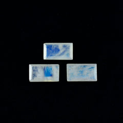 Riyogems 1 Stück weißer Regenbogen-Mondstein, facettiert, 3 x 6 mm, Baguett-Form, wunderschöner Qualitäts-Edelstein