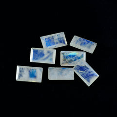Riyogems 1 Stück weißer Regenbogen-Mondstein, facettiert, 5 x 10 mm, Baguett-Form, hübsche, hochwertige lose Edelsteine
