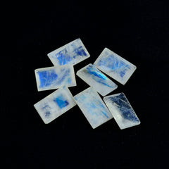Riyogems 1 Stück weißer Regenbogen-Mondstein, facettiert, 6 x 12 mm, Baguett-Form, hübscher, hochwertiger loser Stein