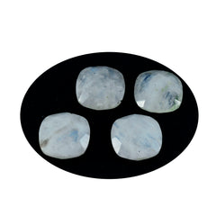 riyogems 1pc pierre de lune arc-en-ciel blanche à facettes 11x11mm forme de coussin gemme de qualité surprenante