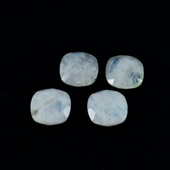 riyogems 1pc pierre de lune arc-en-ciel blanche à facettes 11x11mm forme de coussin gemme de qualité surprenante
