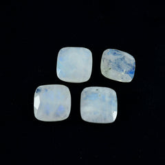 riyogems 1pc ホワイト レインボー ムーンストーン ファセット 13x13 mm クッション形状の甘い品質の石