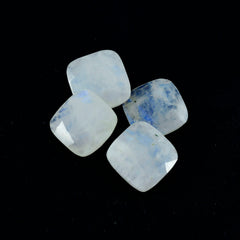 Riyogems 1PC White Rainbow Moonstone Faceted 14x14 mm Cushion Shape superb Quality Gemstone