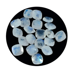 Riyogems 1PC White Rainbow Moonstone Faceted 4x4 mm Cushion Shape excellent Quality Gems