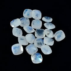 Riyogems 1PC White Rainbow Moonstone Faceted 4x4 mm Cushion Shape excellent Quality Gems