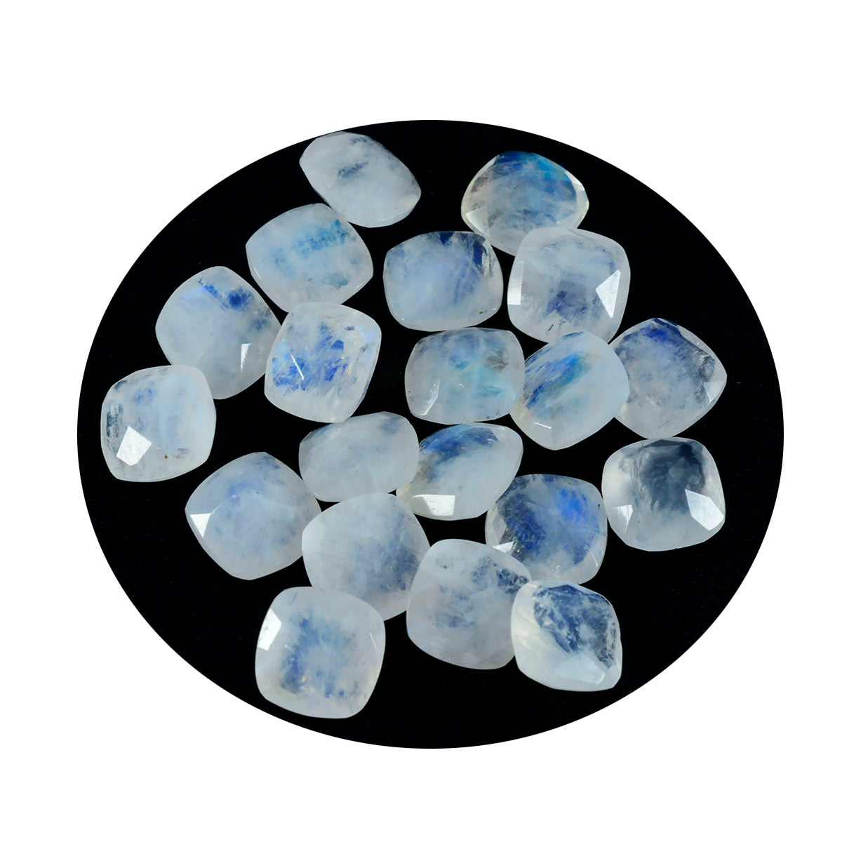 riyogems 1pc white rainbow moonstone faceted 5x5 mm cushion shape pretty quality stone