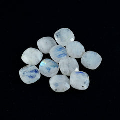 riyogems 1pc white rainbow moonstone faceted 6x6 mm cushion shape astonishing quality gemstone