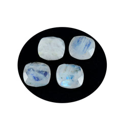 Riyogems 1PC witte regenboogmaansteen gefacetteerd 8x8 mm kussenvorm knappe kwaliteit losse edelstenen