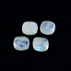 Riyogems 1PC White Rainbow Moonstone Faceted 8x8 mm Cushion Shape handsome Quality Loose Gems