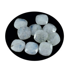 Riyogems 1PC White Rainbow Moonstone Faceted 9x9 mm Cushion Shape great Quality Loose Stone