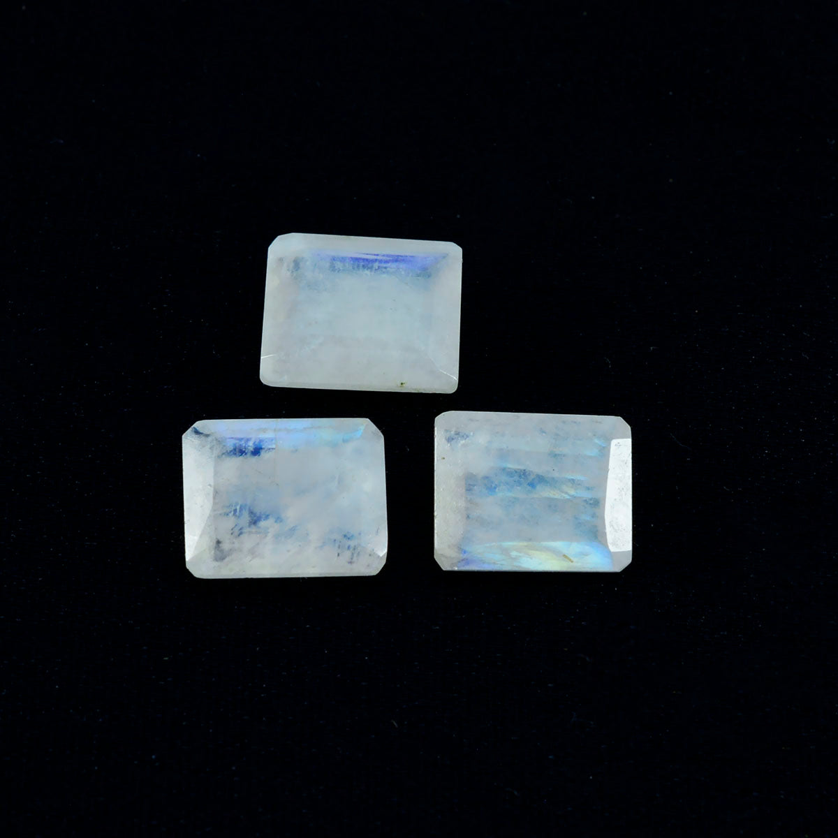 Riyogems, 1 pieza, piedra lunar arcoíris blanca facetada, 10x14mm, forma octágono, gemas sueltas de calidad a1