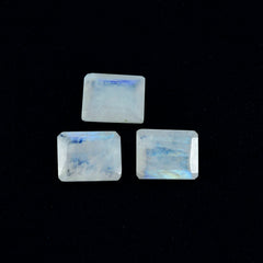 Riyogems 1PC White Rainbow Moonstone Faceted 10x14 mm Octagon Shape A1 Quality Loose Gems
