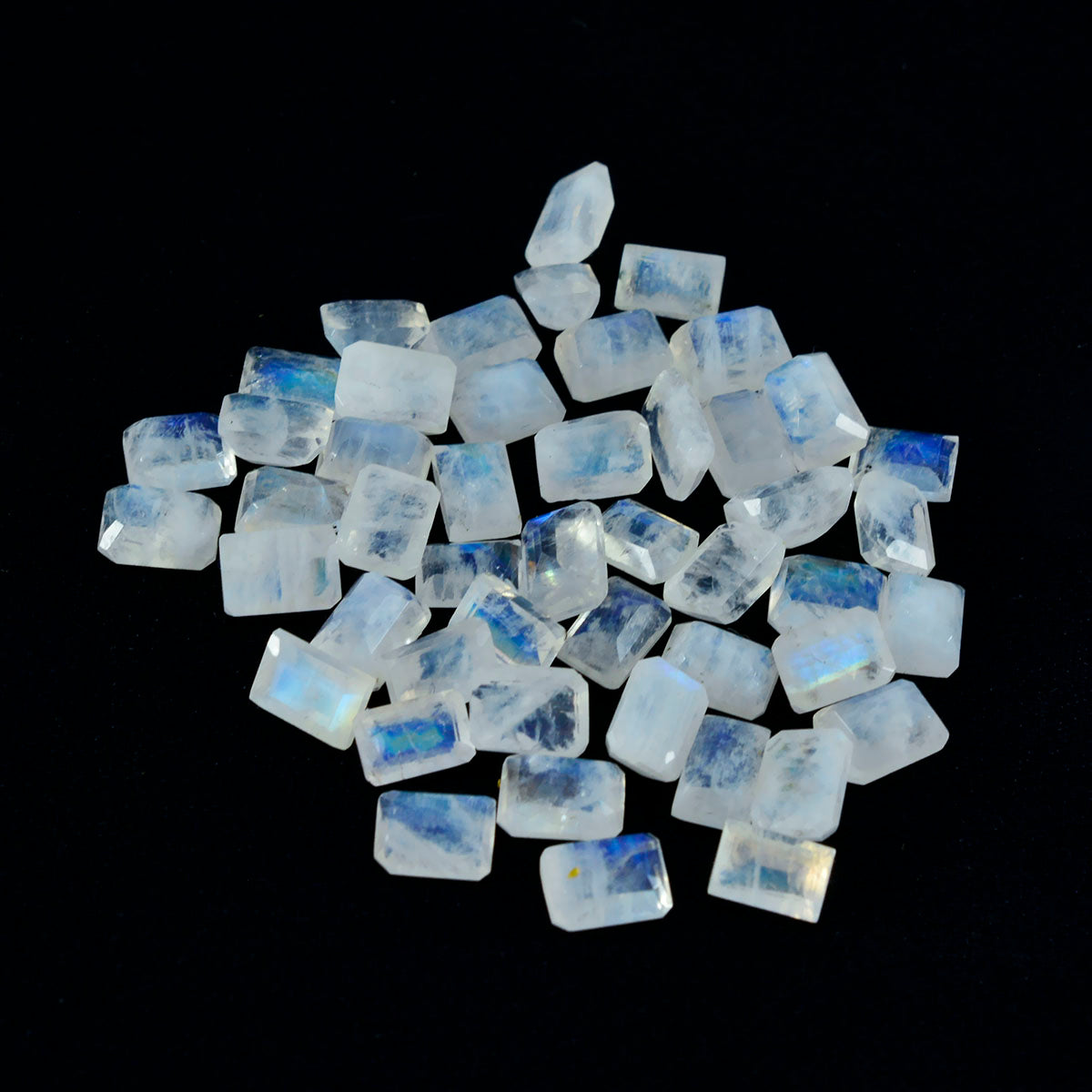 Riyogems 1PC White Rainbow Moonstone Faceted 3x5 mm Octagon Shape beauty Quality Loose Gems