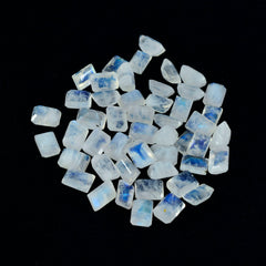 Riyogems 1pc pierre de lune arc-en-ciel blanche à facettes 4x6mm forme octogonale qualité incroyable pierre en vrac