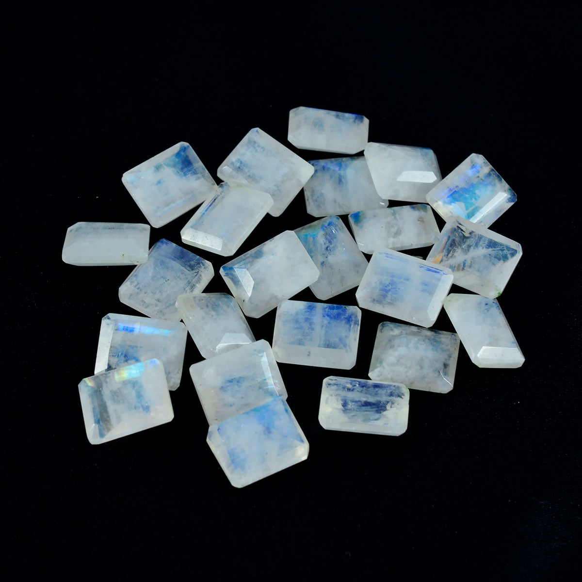 Riyogems 1PC White Rainbow Moonstone Faceted 5x7 mm Octagon Shape cute Quality Loose Gemstone