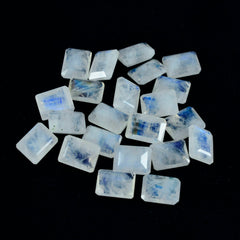 Riyogems 1pc pierre de lune arc-en-ciel blanche à facettes 7x9mm forme octogonale aa pierres précieuses de qualité