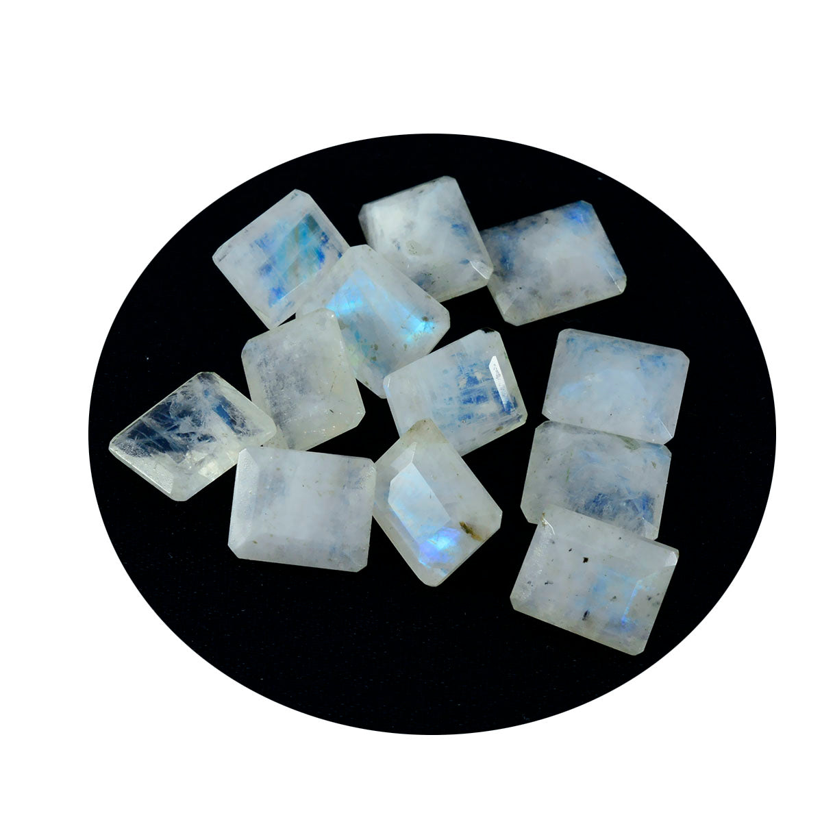 Riyogems 1PC White Rainbow Moonstone Faceted 9x11 mm Octagon Shape A+ Quality Gemstone