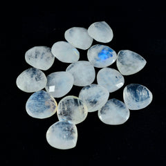 Riyogems 1pc pierre de lune arc-en-ciel blanche à facettes 10x10mm en forme de coeur belles pierres précieuses en vrac de qualité