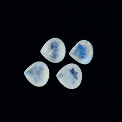 Riyogems 1PC White Rainbow Moonstone Faceted 11x11 mm Heart Shape excellent Quality Loose Stone