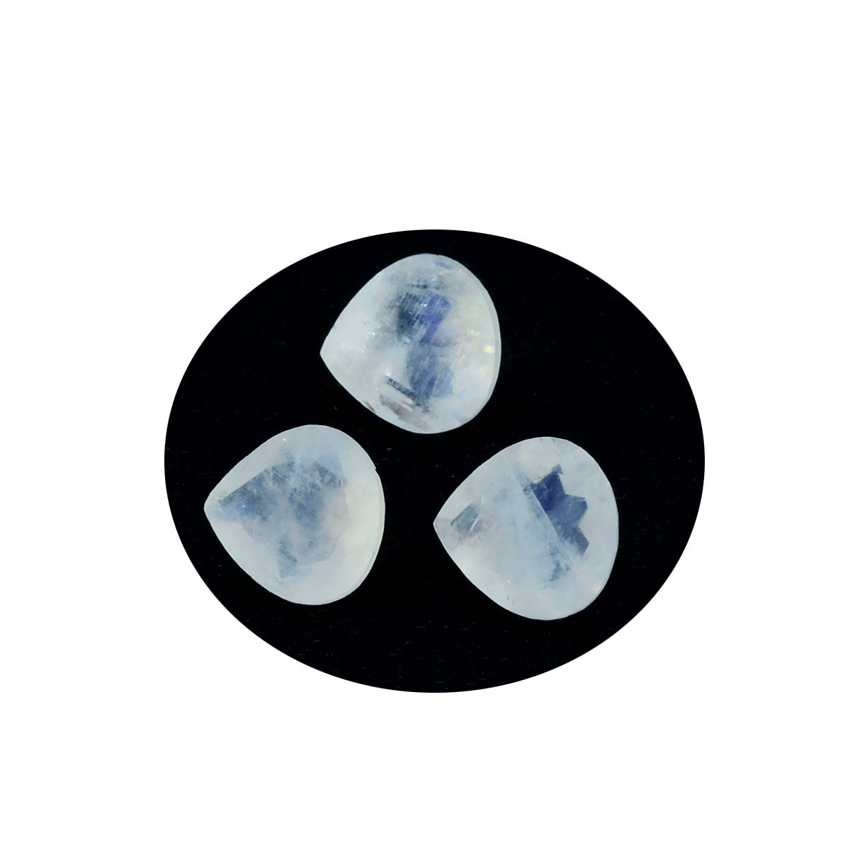 Riyogems 1 Stück weißer Regenbogen-Mondstein, facettiert, 12 x 12 mm, Herzform, hübscher, hochwertiger, loser Edelstein