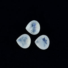 Riyogems 1 Stück weißer Regenbogen-Mondstein, facettiert, 12 x 12 mm, Herzform, hübscher, hochwertiger, loser Edelstein