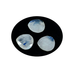 Riyogems 1 Stück weißer Regenbogen-Mondstein, facettiert, 14 x 14 mm, Herzform, wunderschöne Qualitäts-Edelsteine