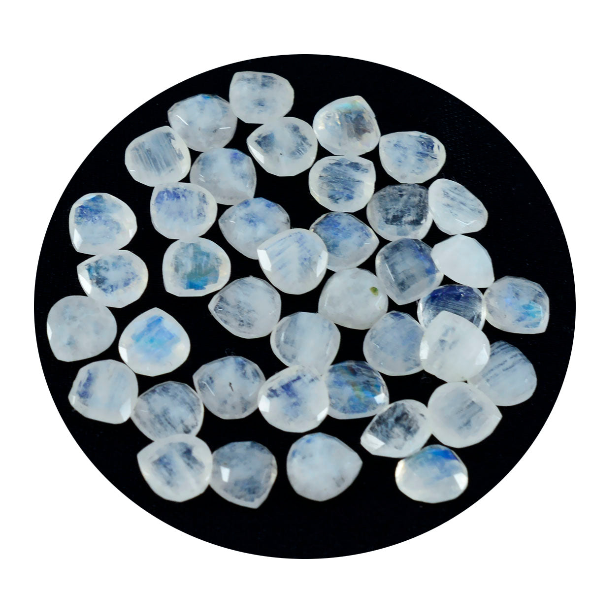 Riyogems 1PC White Rainbow Moonstone Faceted 6x6 mm Heart Shape attractive Quality Gems