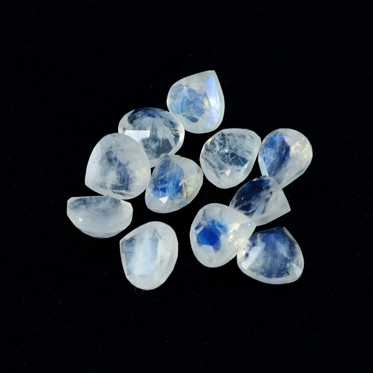 Riyogems 1PC White Rainbow Moonstone Faceted 8x8 mm Heart Shape handsome Quality Gemstone