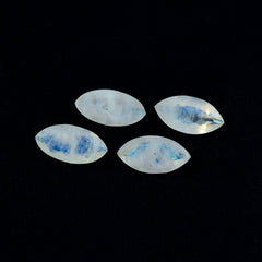 Riyogems 1 Stück weißer Regenbogen-Mondstein, facettiert, 10 x 20 mm, Marquise-Form, Edelstein von erstaunlicher Qualität