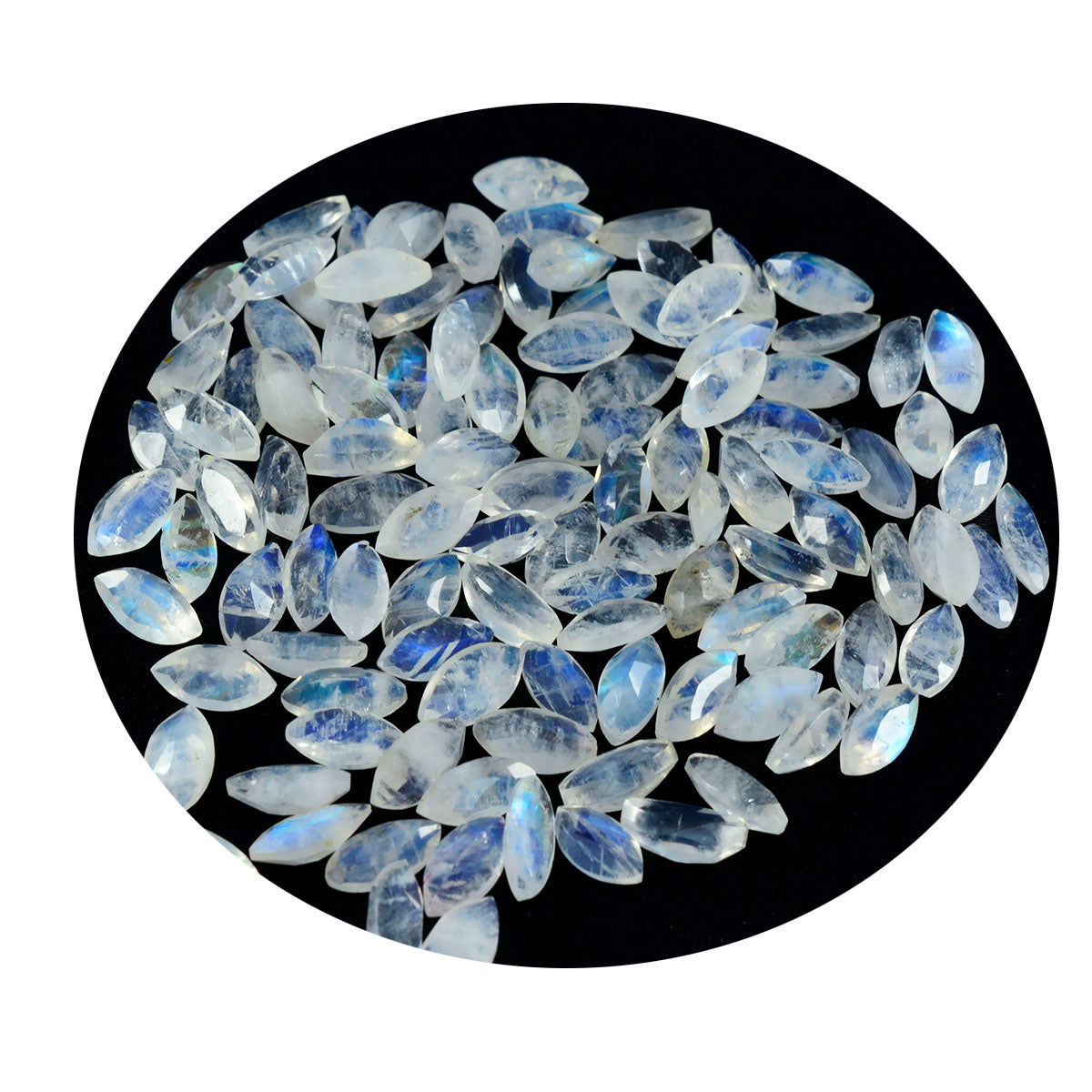 riyogems 1pc pierre de lune arc-en-ciel blanche à facettes 3x6mm forme marquise qualité fantastique gemme en vrac