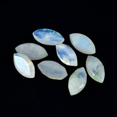 Riyogems 1 Stück weißer Regenbogen-Mondstein, facettiert, 6 x 12 mm, Marquise-Form, süßer, hochwertiger, loser Edelstein