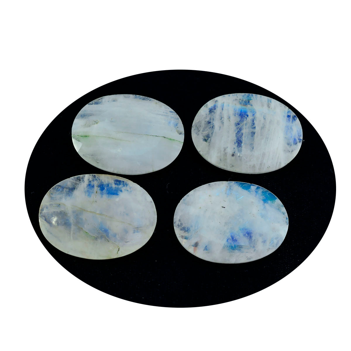 Riyogems 1PC witte regenboogmaansteen gefacetteerd 10x12 mm ovale vorm mooie kwaliteit losse edelsteen