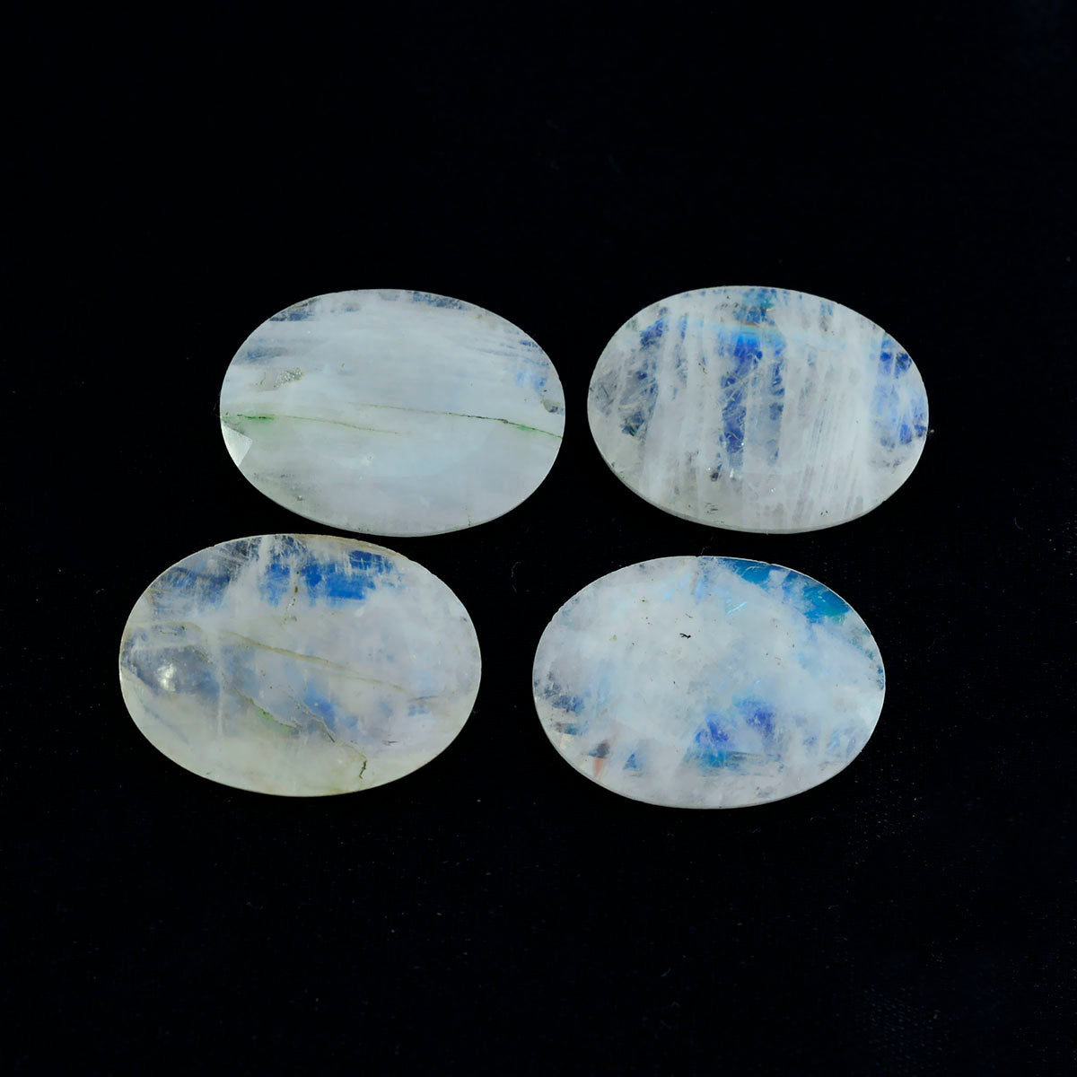 riyogems 1 pezzo di pietra di luna arcobaleno bianca sfaccettata 10x12 mm di forma ovale, gemma sfusa di buona qualità