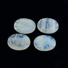 Riyogems 1 Stück weißer Regenbogen-Mondstein, facettiert, 10 x 12 mm, ovale Form, schöne Qualität, lose Edelsteine