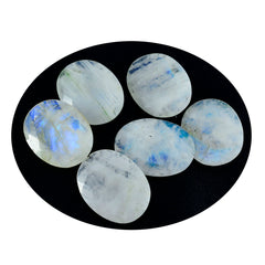 Riyogems 1 pièce pierre de lune arc-en-ciel blanche à facettes 10x14mm forme ovale belle qualité pierres précieuses en vrac