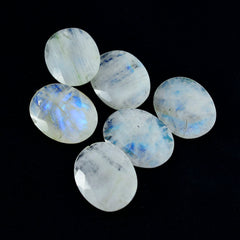 Riyogems 1 pièce pierre de lune arc-en-ciel blanche à facettes 12x16mm forme ovale pierre en vrac de qualité attrayante