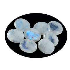 Riyogems 1PC White Rainbow Moonstone Faceted 7x9 mm Oval Shape A+1 Quality Gems